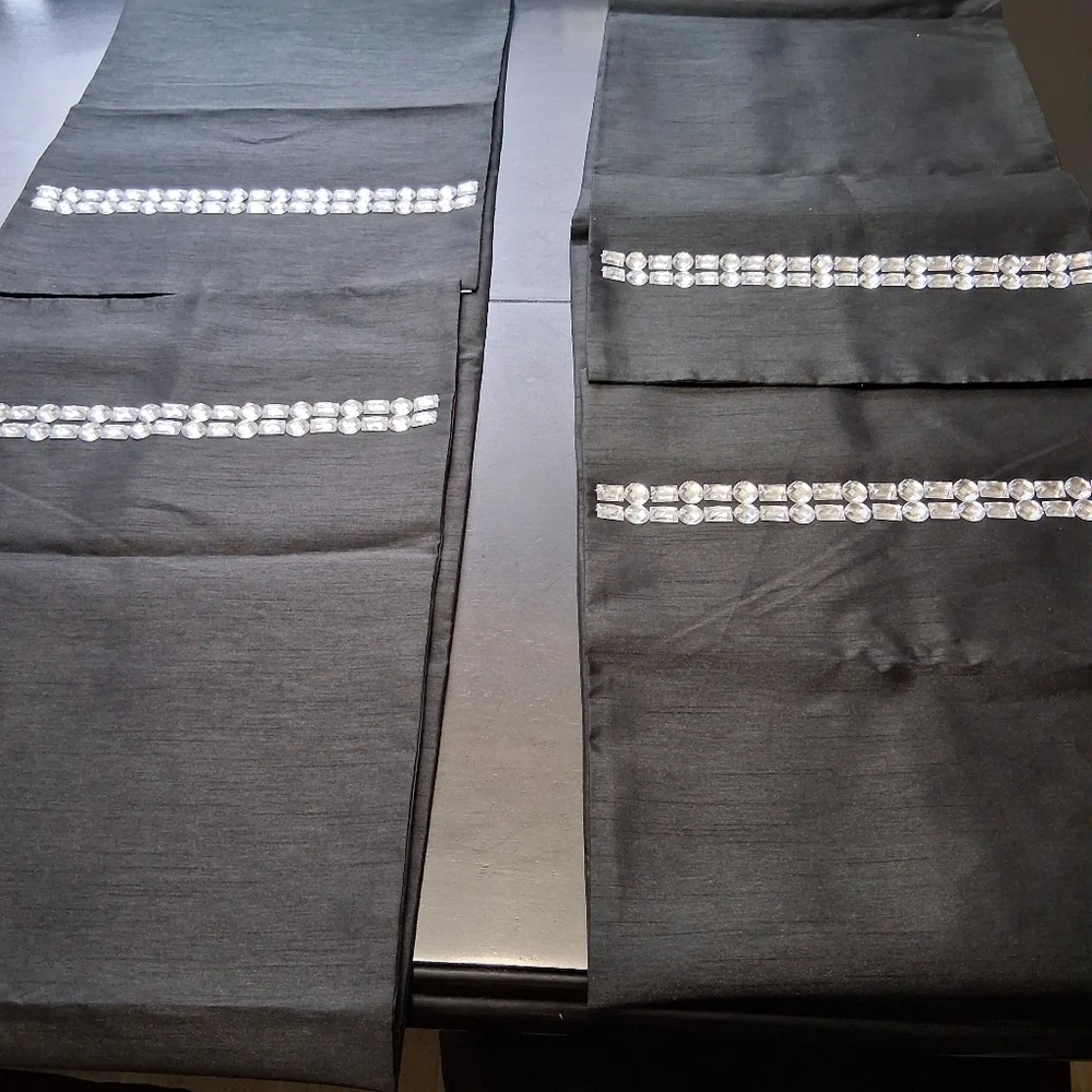 Set of Two Black Table Runners